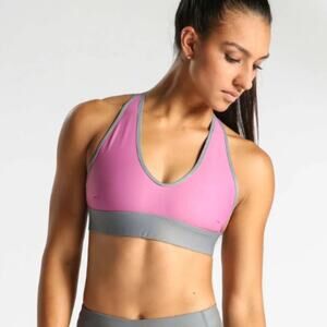 NEW IdealFit Sports Bra Pink Grey Athletic Workout Athletic Gym Racerback XL